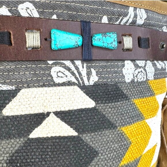 Myra Bag Coyote Bluff Fringed Leather, Weave and Calf Hair Crossbody Bag NWT - Picture 5 of 17